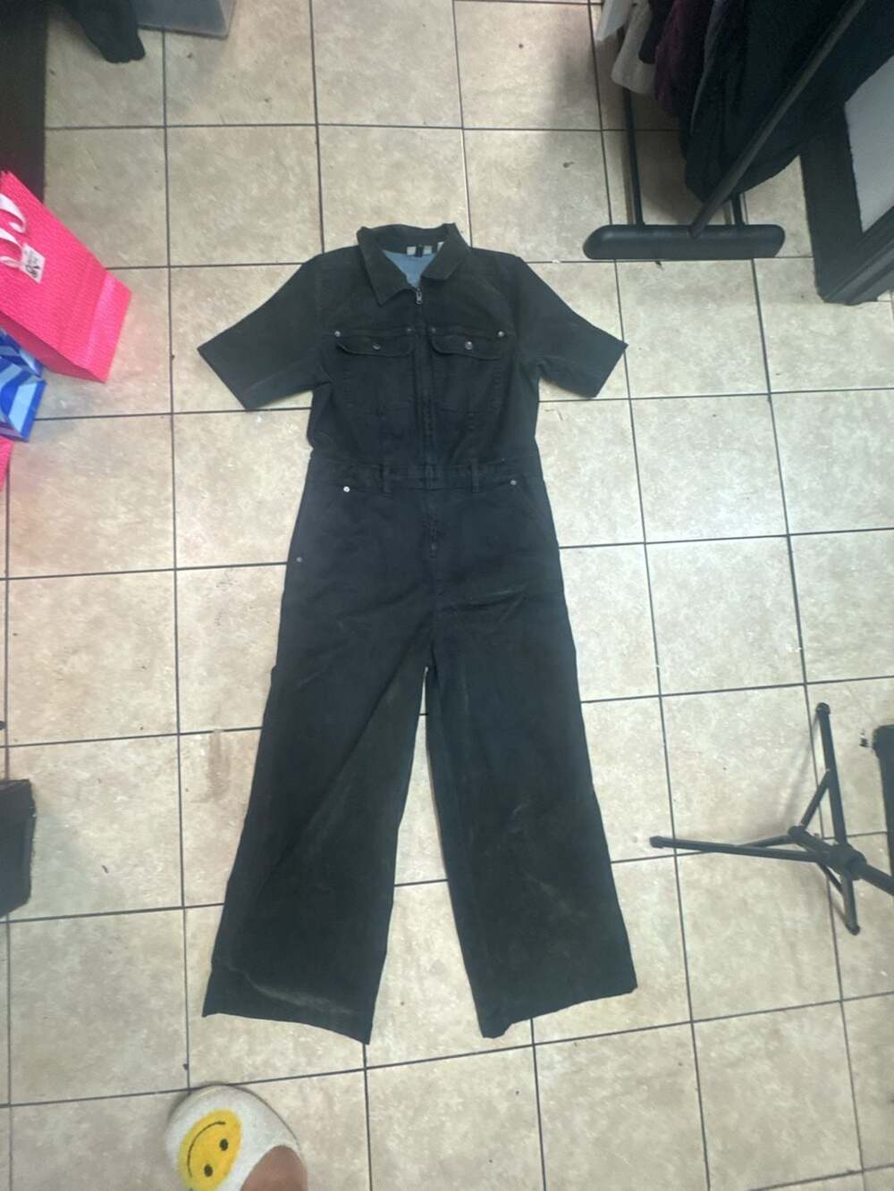 Universal Thread Goods Co. Black Denim Short-Sleeve Jumpsuit